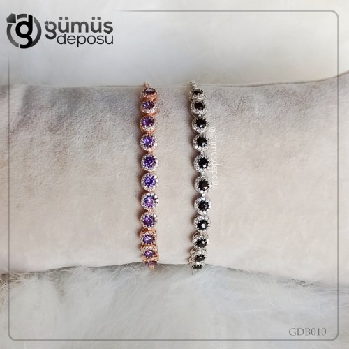 Safir Taşlı Asansörlü Gümüş Bileklik - GDB010